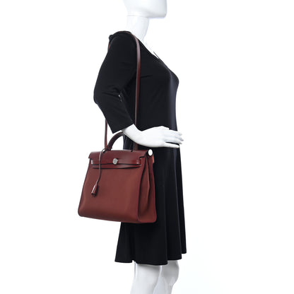 Hermes Vache Hunter Toile Herbag Zip 31 PM Rouge H 2 of 12