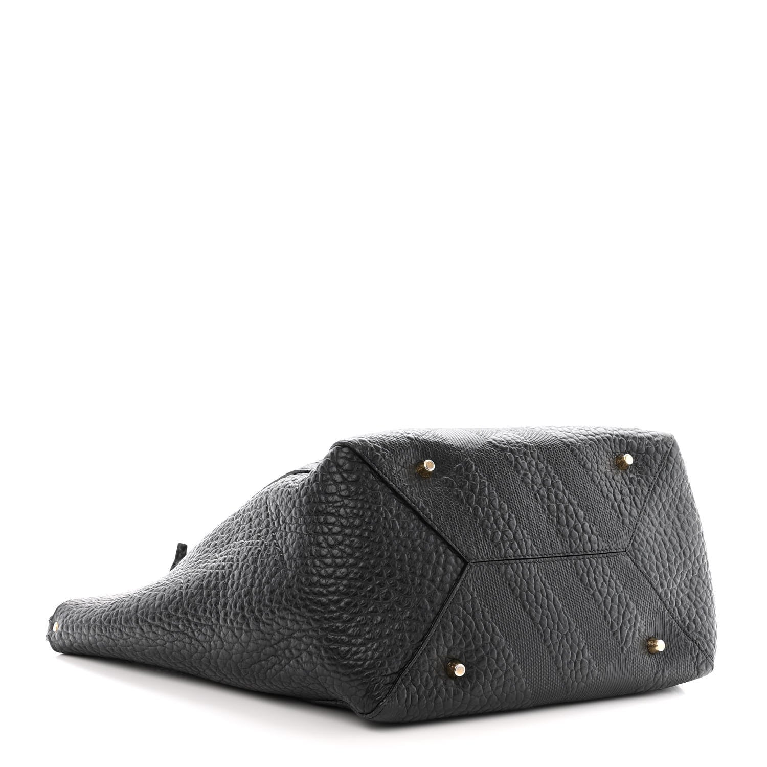 Burberry Signature Grain Calfskin Check Embossed Small Canterbury Tote Black 5 of 11