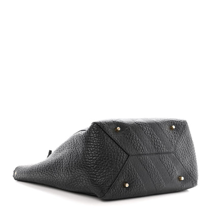Burberry Signature Grain Calfskin Check Embossed Small Canterbury Tote Black 5 of 11