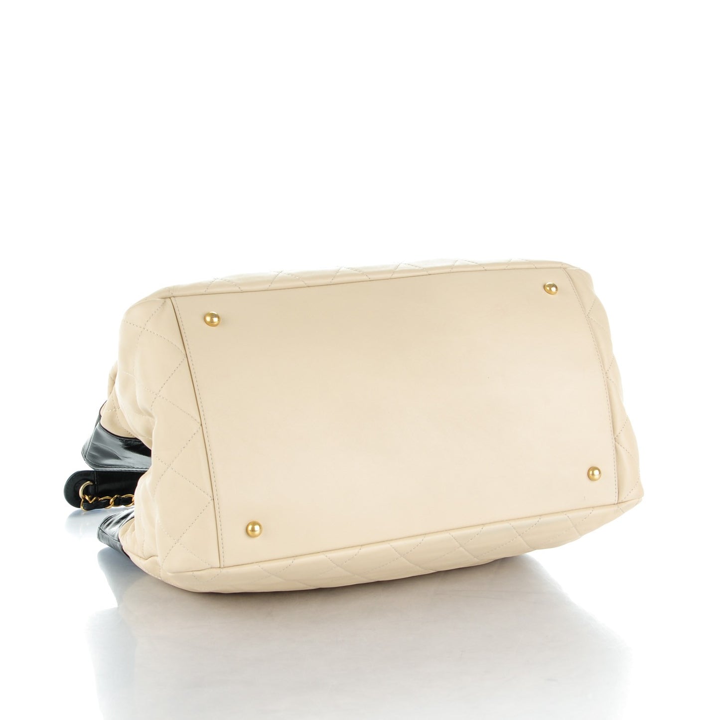Calfskin Quilted In The Mix Shopping Tote Beige Black