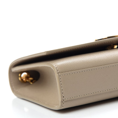 Saint Laurent Grain De Poudre Small Monogram Kate Satchel Sea Salt 6 of 10