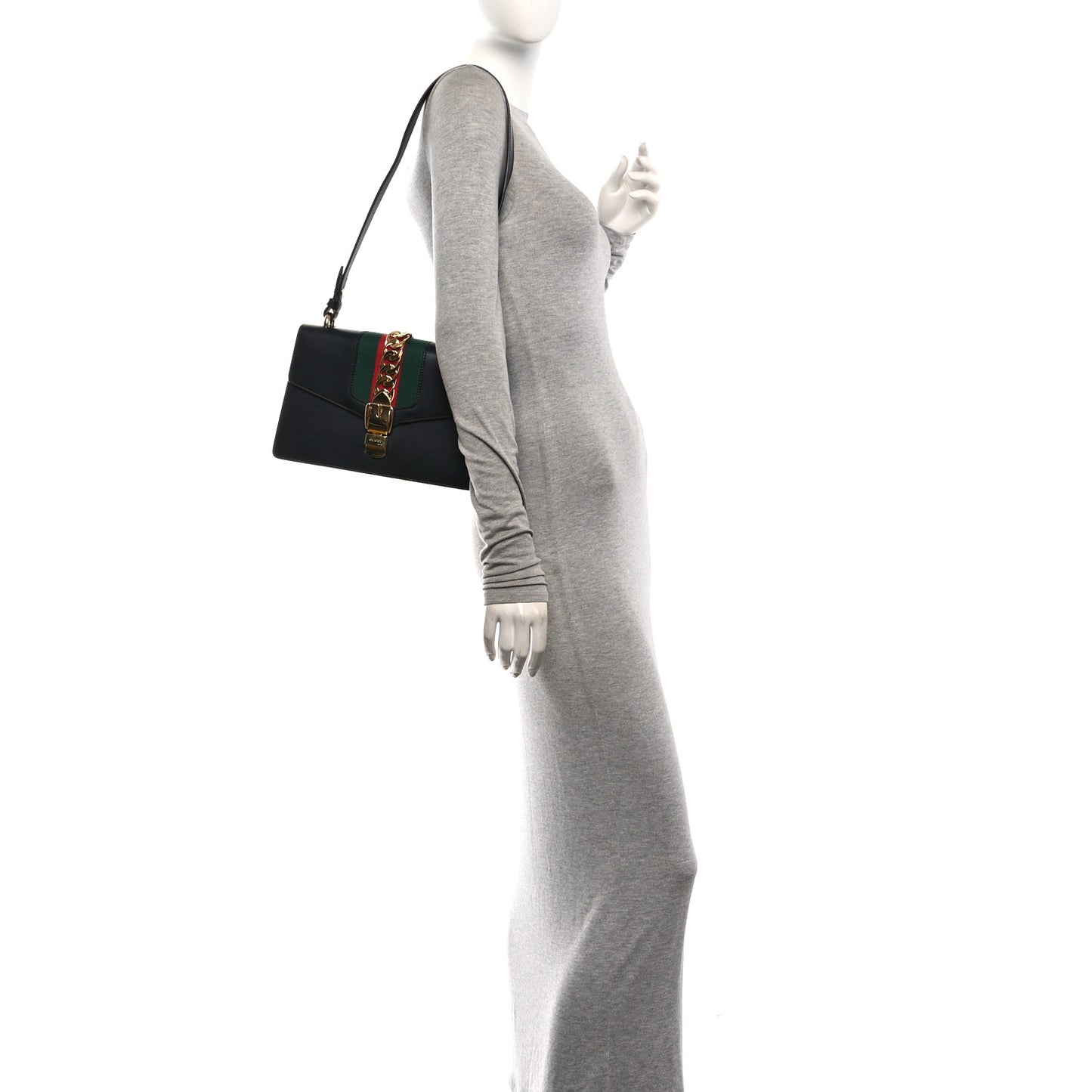 Calfskin Small Sylvie Shoulder Bag Black