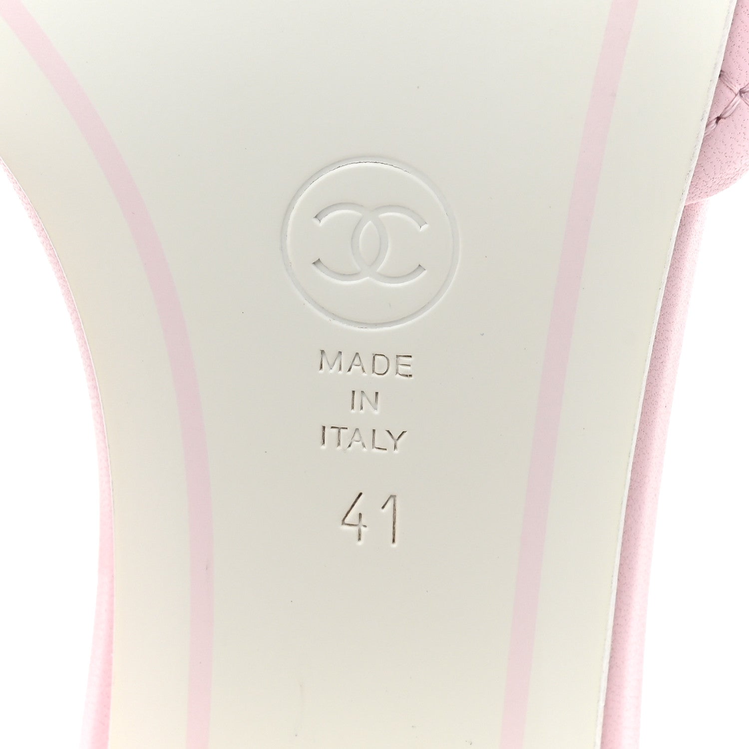 Chanel Lambskin Quilted Textured CC Mules 41 Light Pink 6 of 9