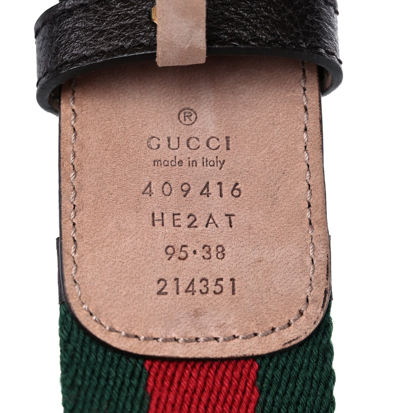 Nylon Textured Dollar Calfskin Double G Web 40mm Belt 95 38 Green Red Dark Cocoa