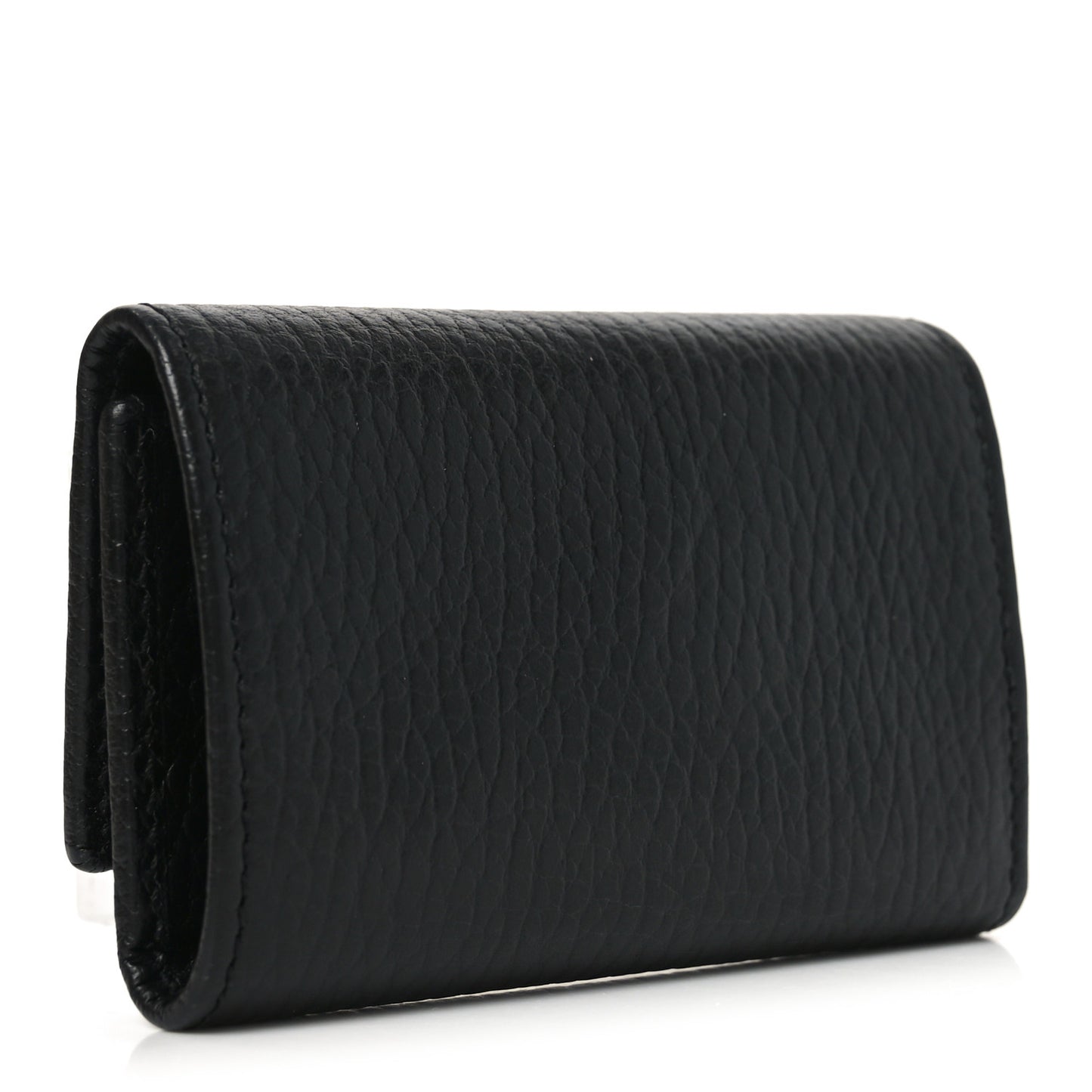 Pebbled Calfskin GG Marmont 6 Key Holder Black