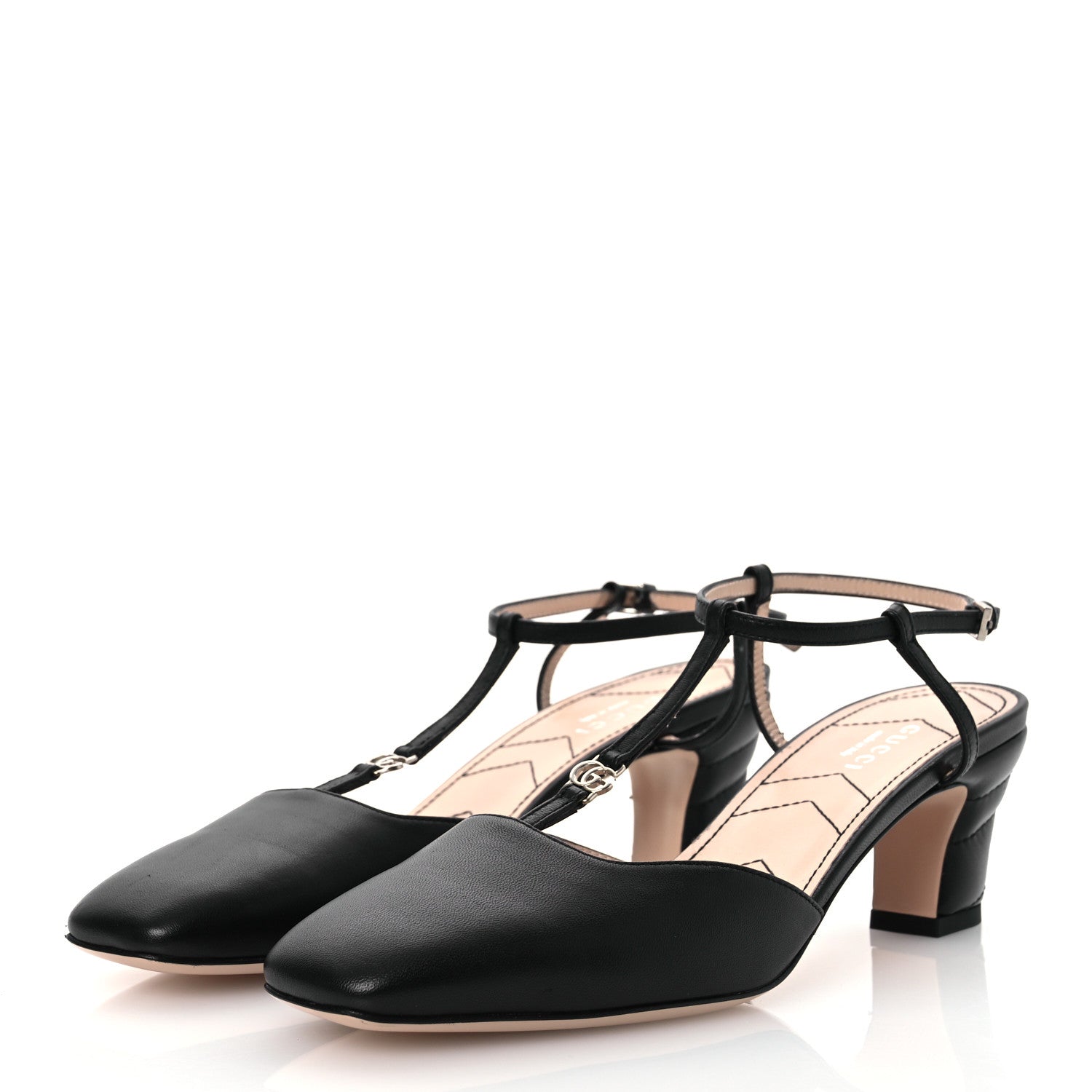 Gucci Nappa Charlotte Petite GG 55mm Slingback Pumps 36.5 Black 4 of 14