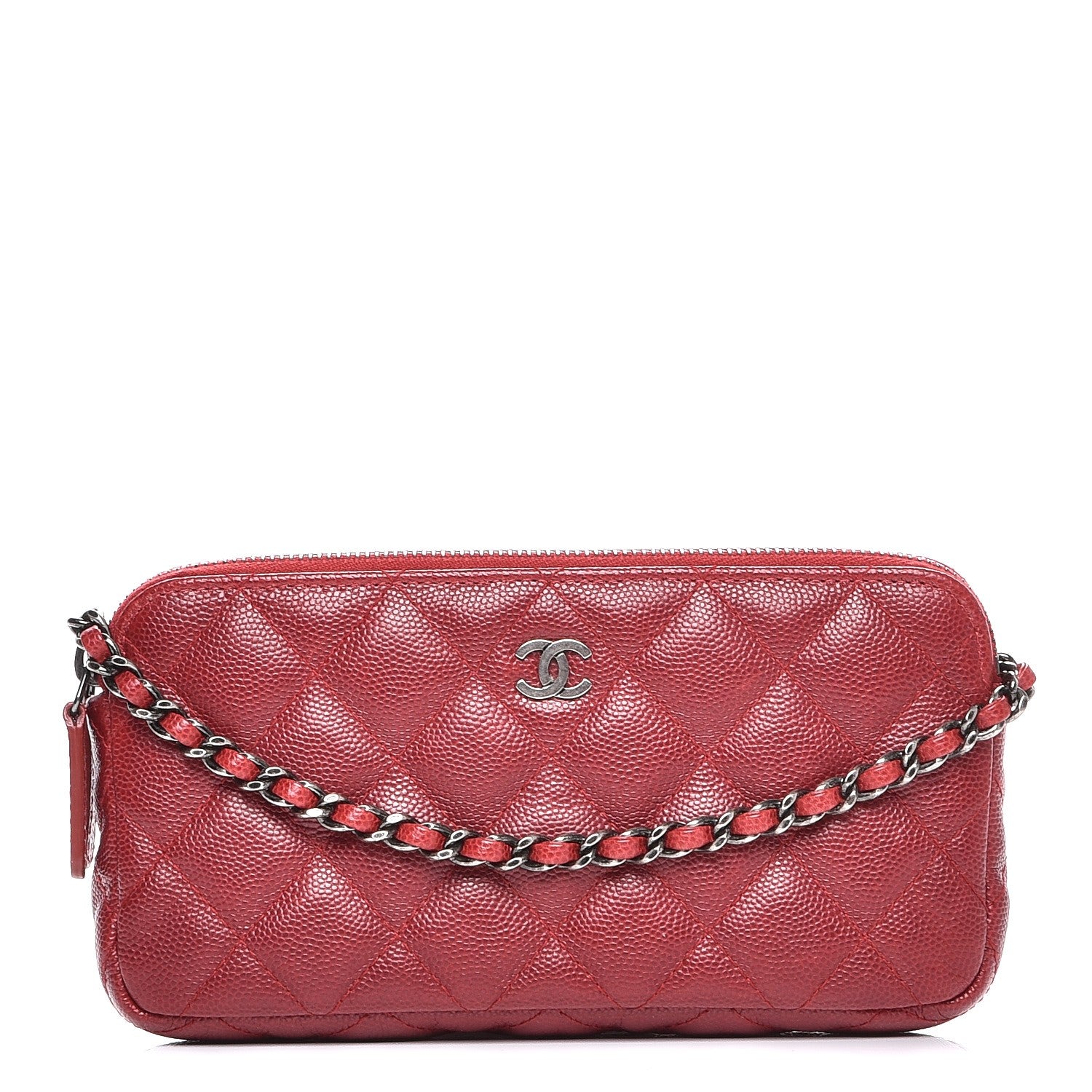 Chanel Caviar Quilted Small Clutch With Chain Red 1 of 9