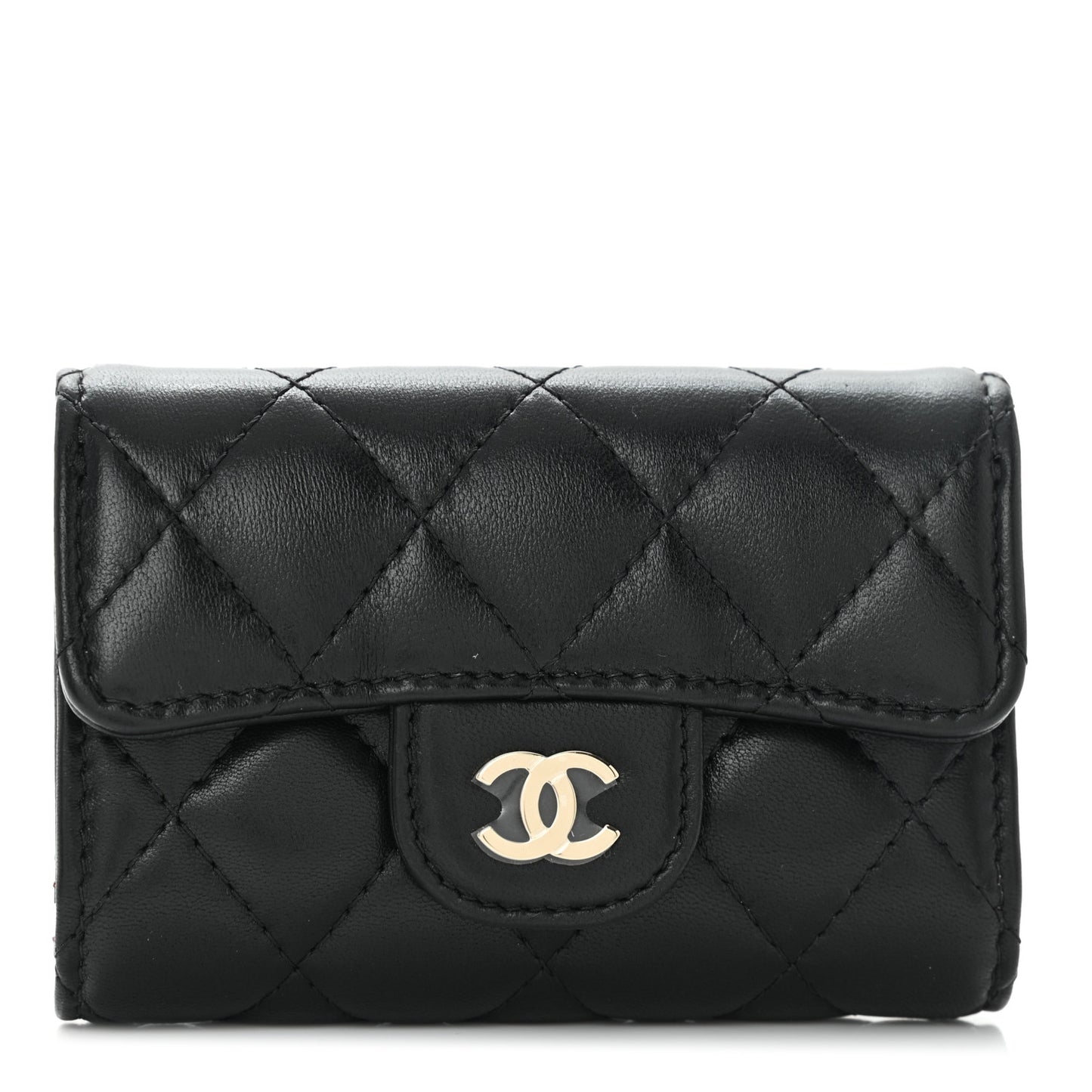 Lambskin Quilted Classic 4 Key Holder Wallet Black