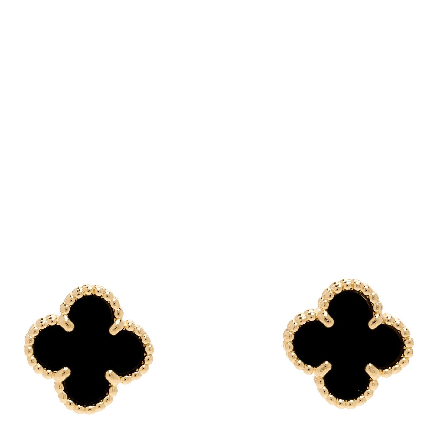 18K Yellow Gold Black Onyx Sweet Alhambra Earrings