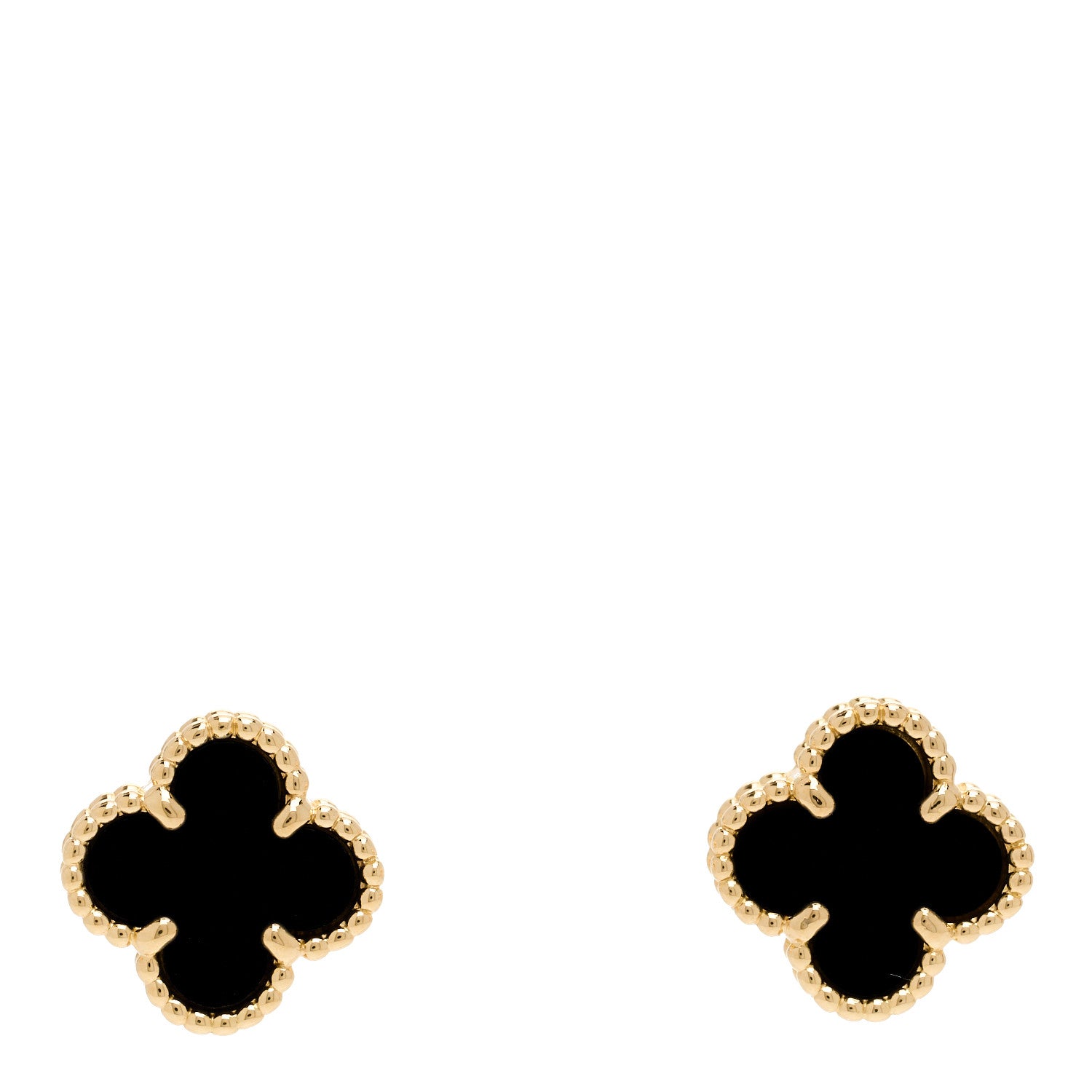 Van Cleef & Arpels 18K Yellow Gold Black Onyx Sweet Alhambra Earrings 1 of 5