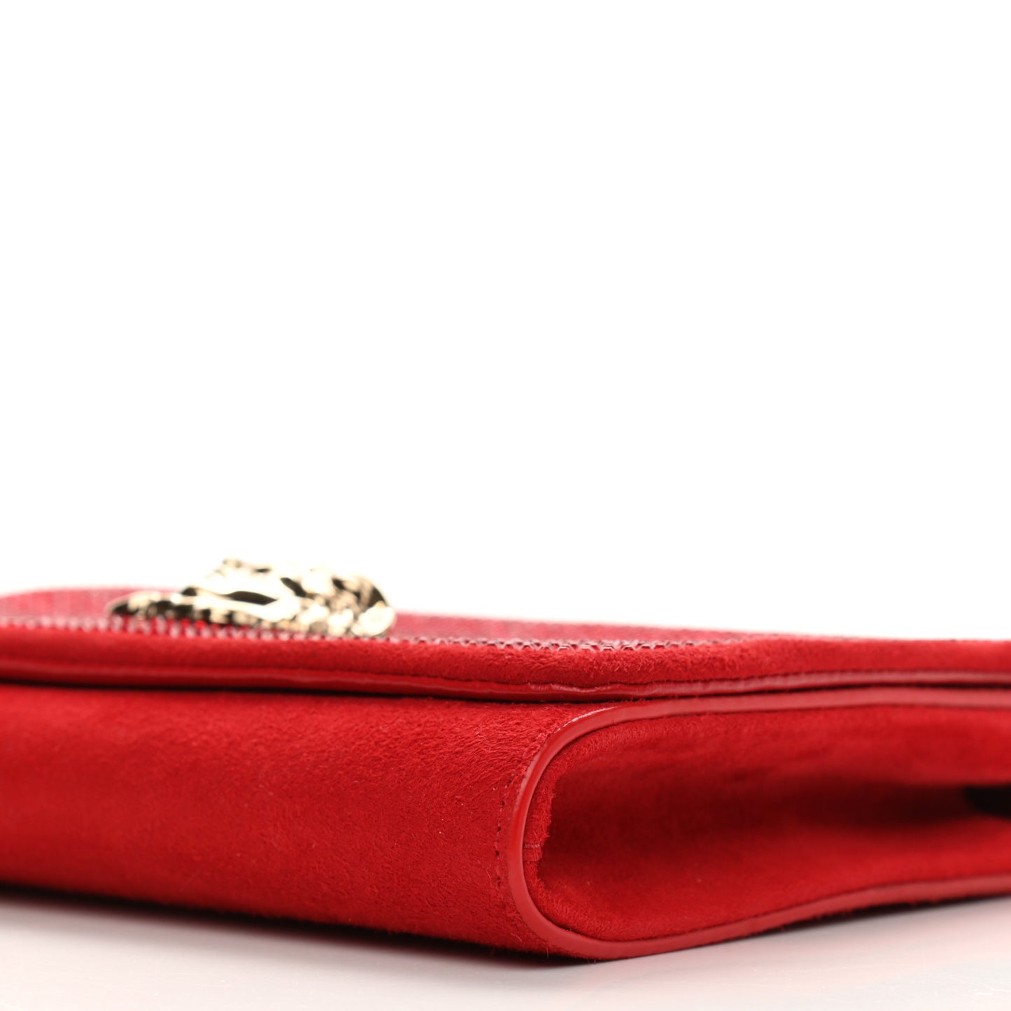 Suede Palazzo Crystal Chain Evening Bag Red