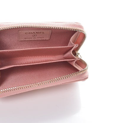 Chanel Caviar Camellia Embossed Zip Coin Purse Pink 5 of 8