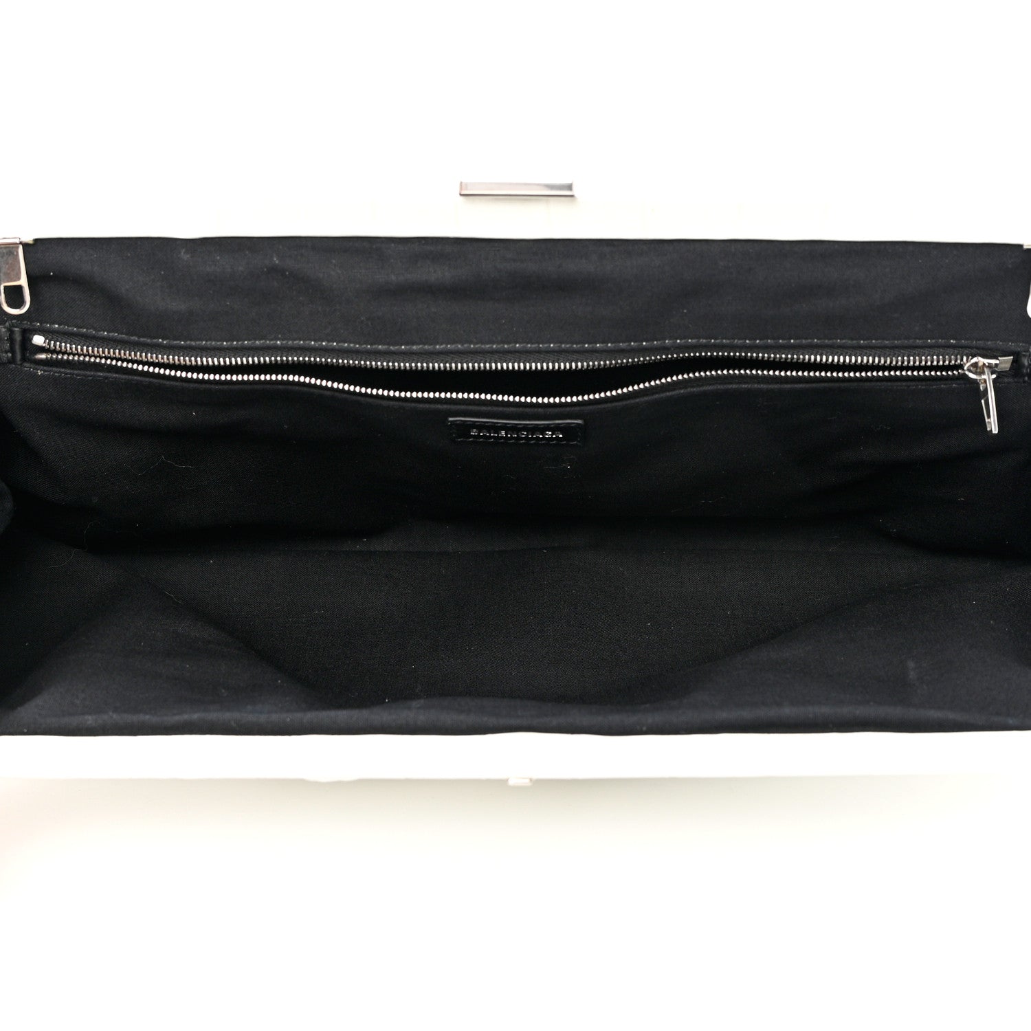 Balenciaga Shiny Supple Calfskin Logo Crocodile Embossed XL Cloud Clutch White 5 of 11