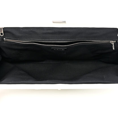 Balenciaga Shiny Supple Calfskin Logo Crocodile Embossed XL Cloud Clutch White 5 of 11