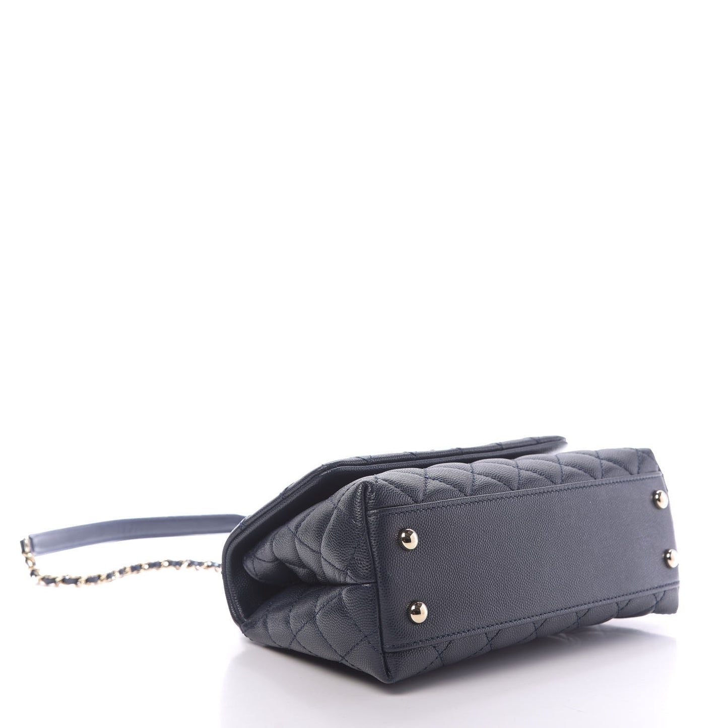 Caviar Quilted Mini Coco Handle Flap Navy Blue