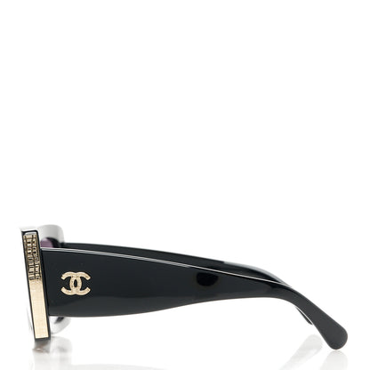 Chanel Acetate Rectangle Sunglasses 5435-A Black 3 of 8