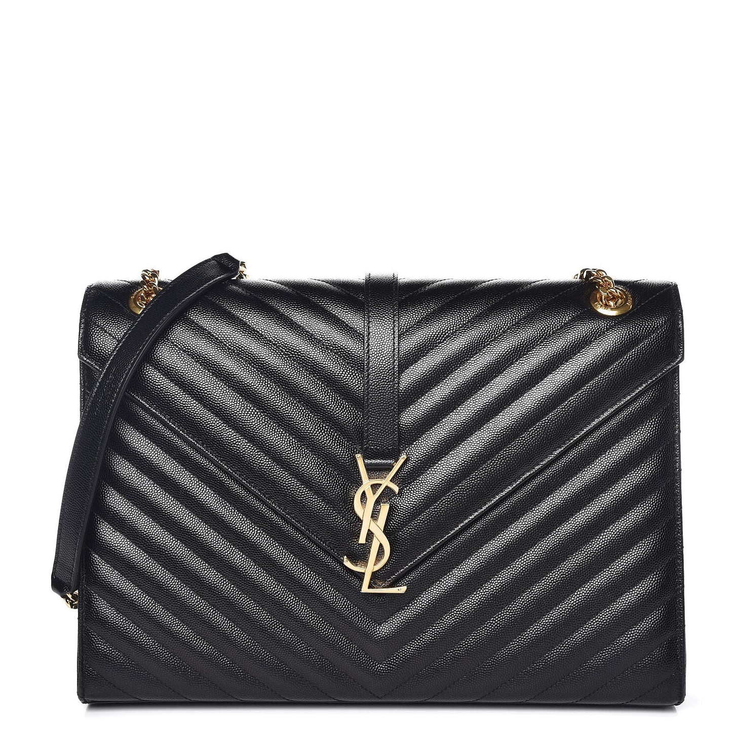 Grain De Poudre Matelasse Chevron Large Monogram Satchel Black