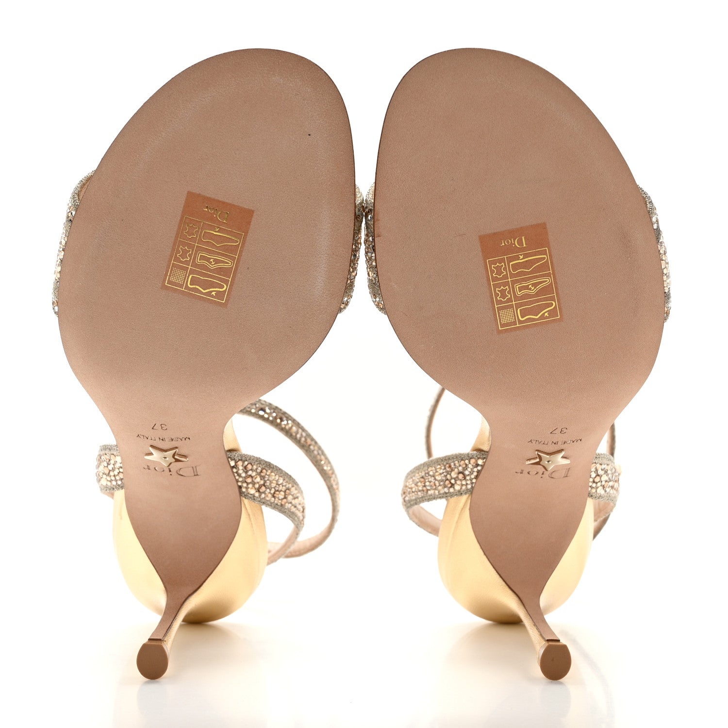 Christian Dior Cotton Strass Embroidered Dway Heeled Sandals 37 Gold 5 of 9