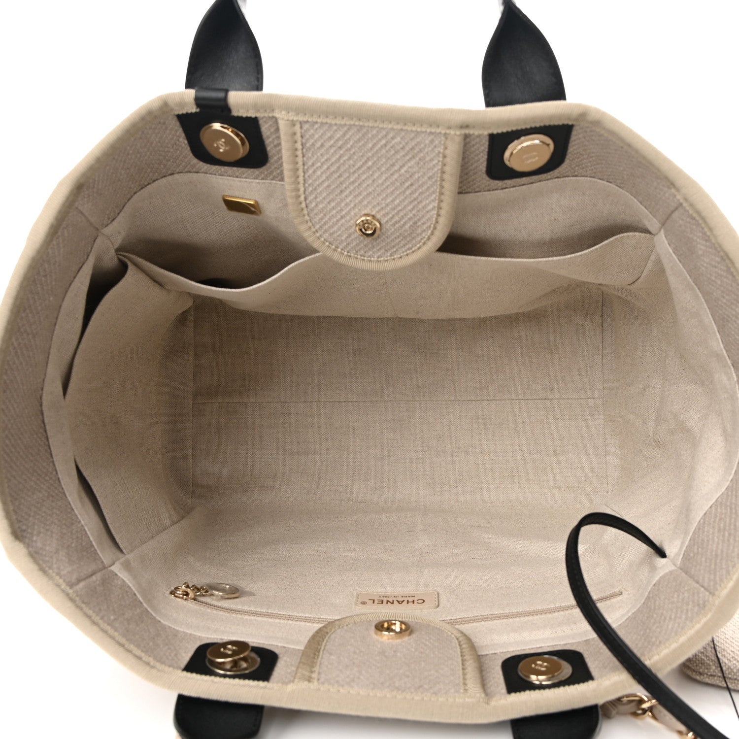 Chanel Mixed Fibers Medium Deauville Tote Beige Black 5 of 10