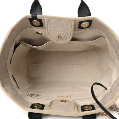 Chanel Mixed Fibers Medium Deauville Tote Beige Black 5 of 10