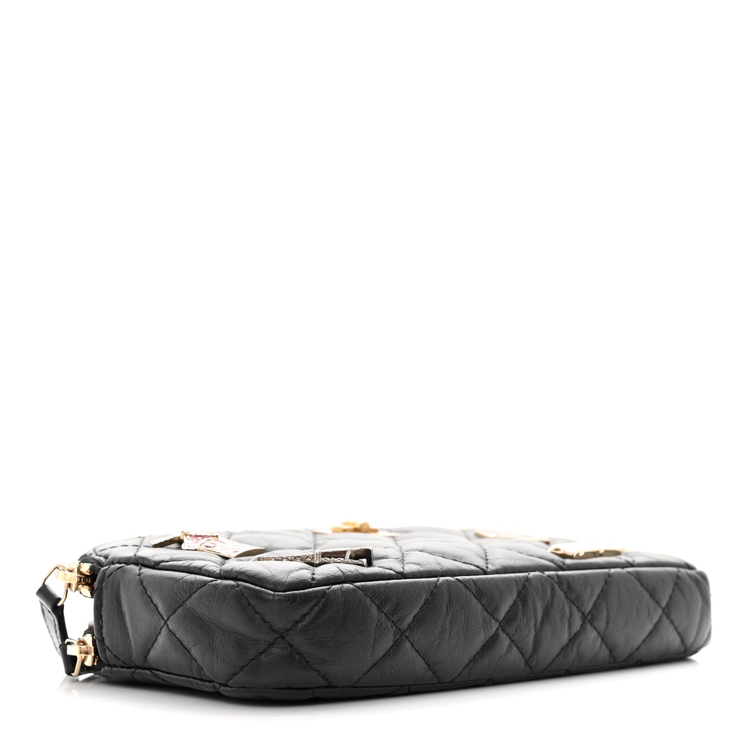 Aged Calfskin Lucky Charms 2.55 Reissue Small Clutch With Chain Black