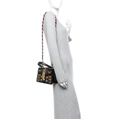 Gucci Calfskin Animal Studs Mini Sylvie Top Handle Bag Black 2 of 10