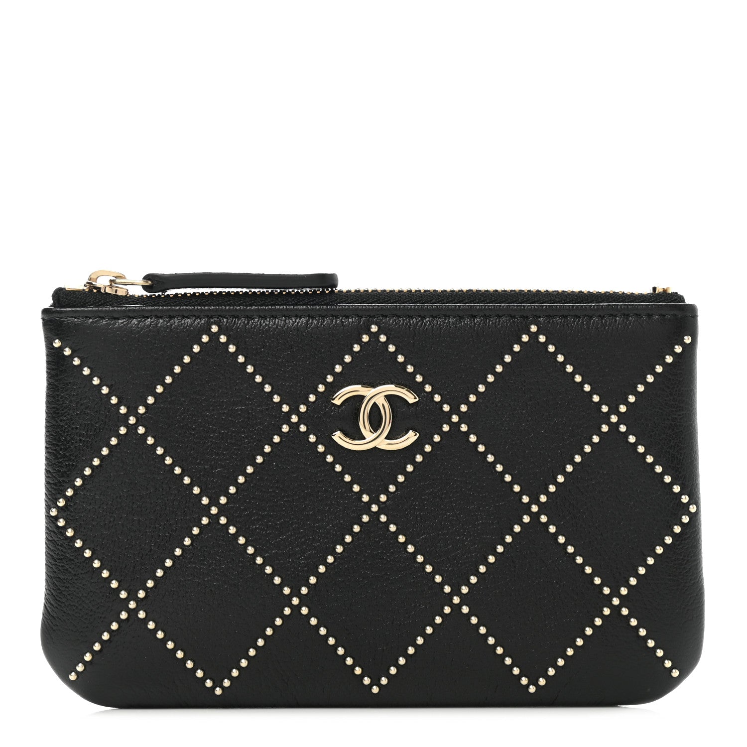 Chanel Shiny Lambskin Studded Rock The Diamond CC Small Cosmetic Case Black 1 of 8