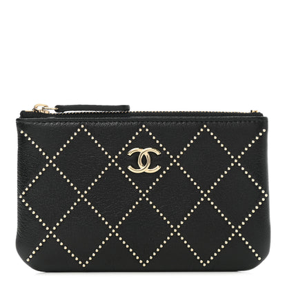 Chanel Shiny Lambskin Studded Rock The Diamond CC Small Cosmetic Case Black 1 of 8