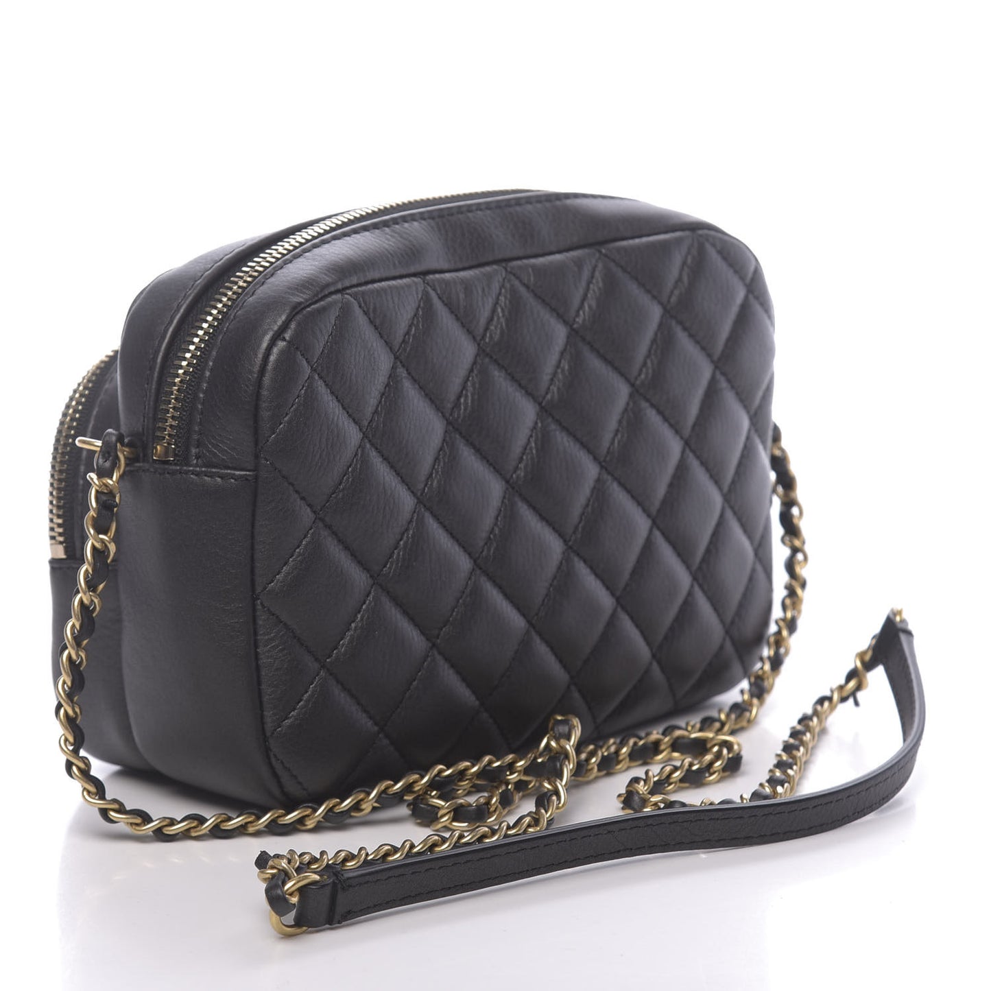 Calfskin Quilted Day Trips Camera Case Black