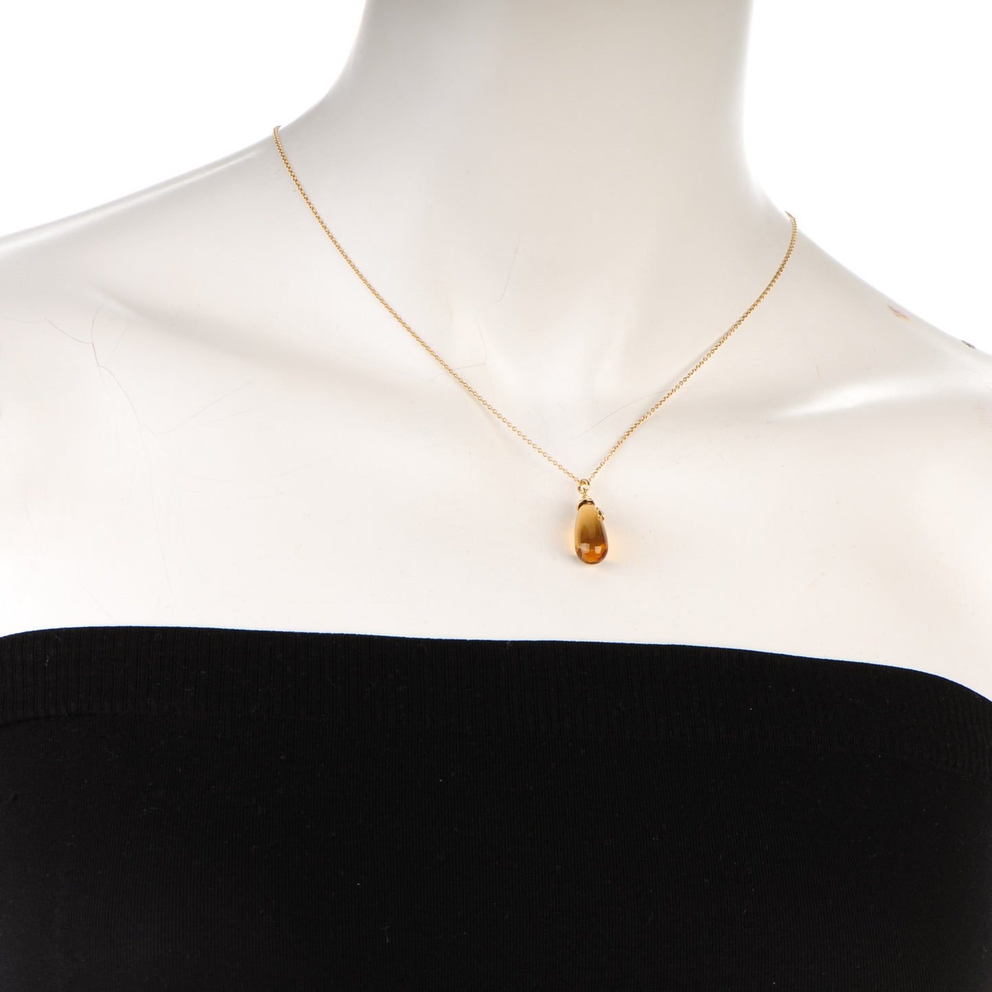 18K Yellow Gold Citrine Paloma Picasso Olive Leaf Pendant Necklace