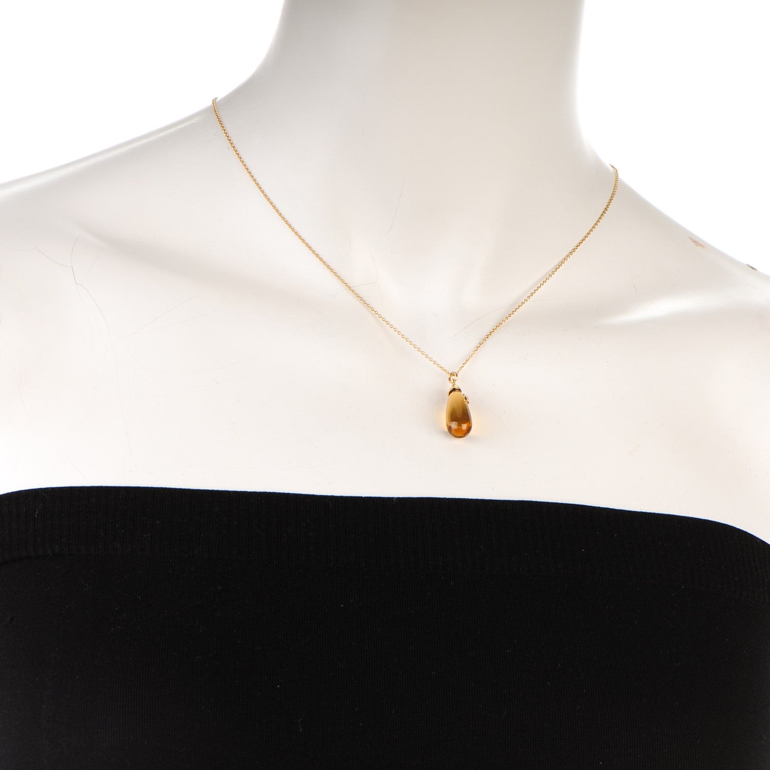 Tiffany 18K Yellow Gold Citrine Paloma Picasso Olive Leaf Pendant Necklace 2 of 6