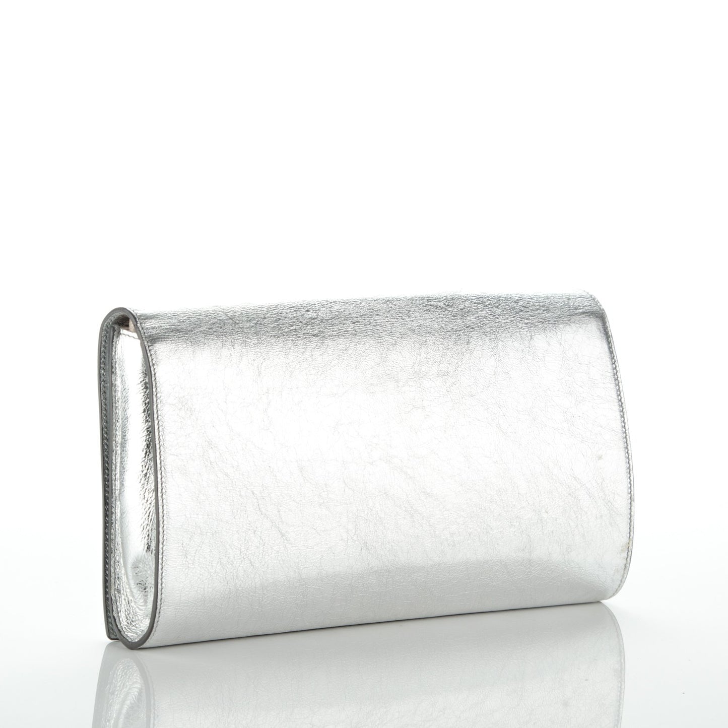 Metallic Calfskin Monogram Large Belle De Jour Clutch Silver