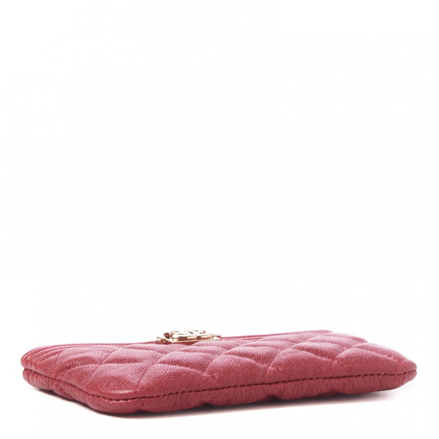 Caviar Quilted Zipped Boy Pouch Red