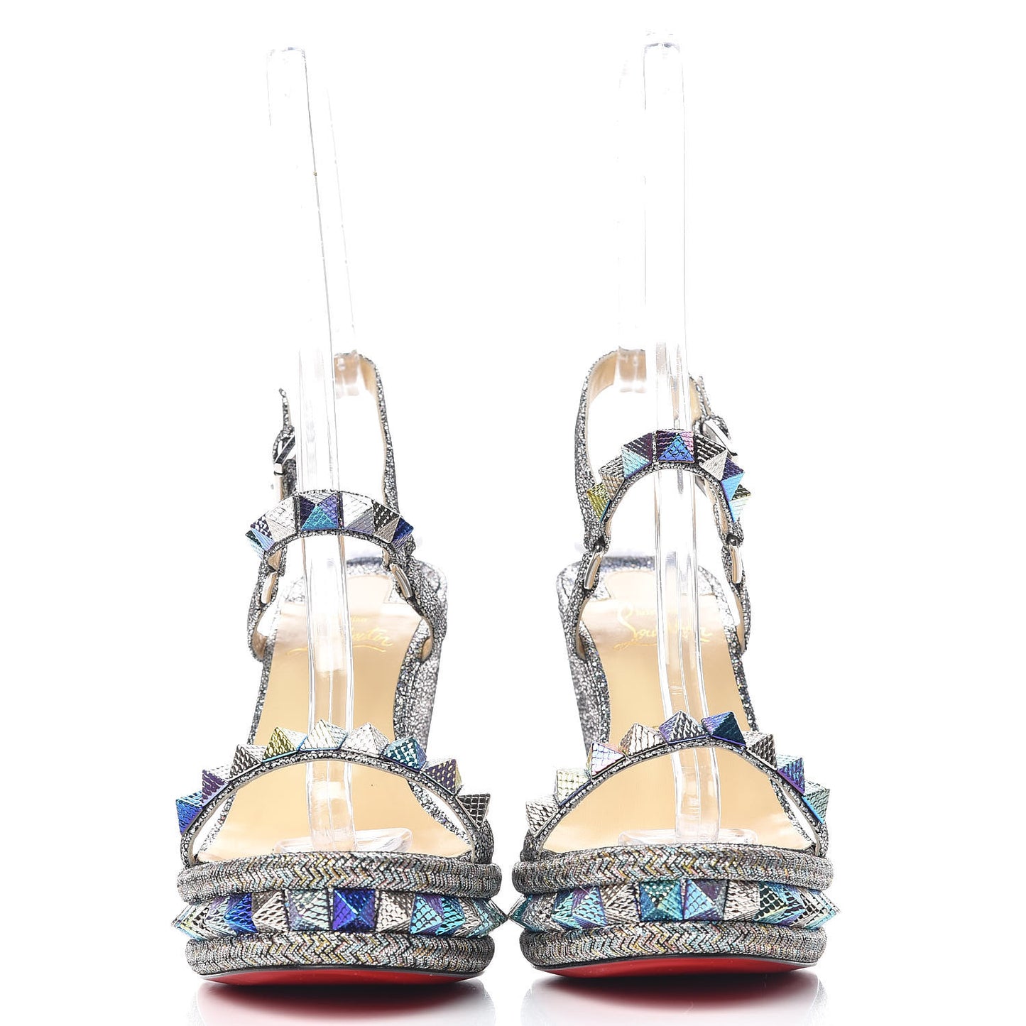 Nappa Mica Pyraclou 110 Wedge Sandals 40 Silver
