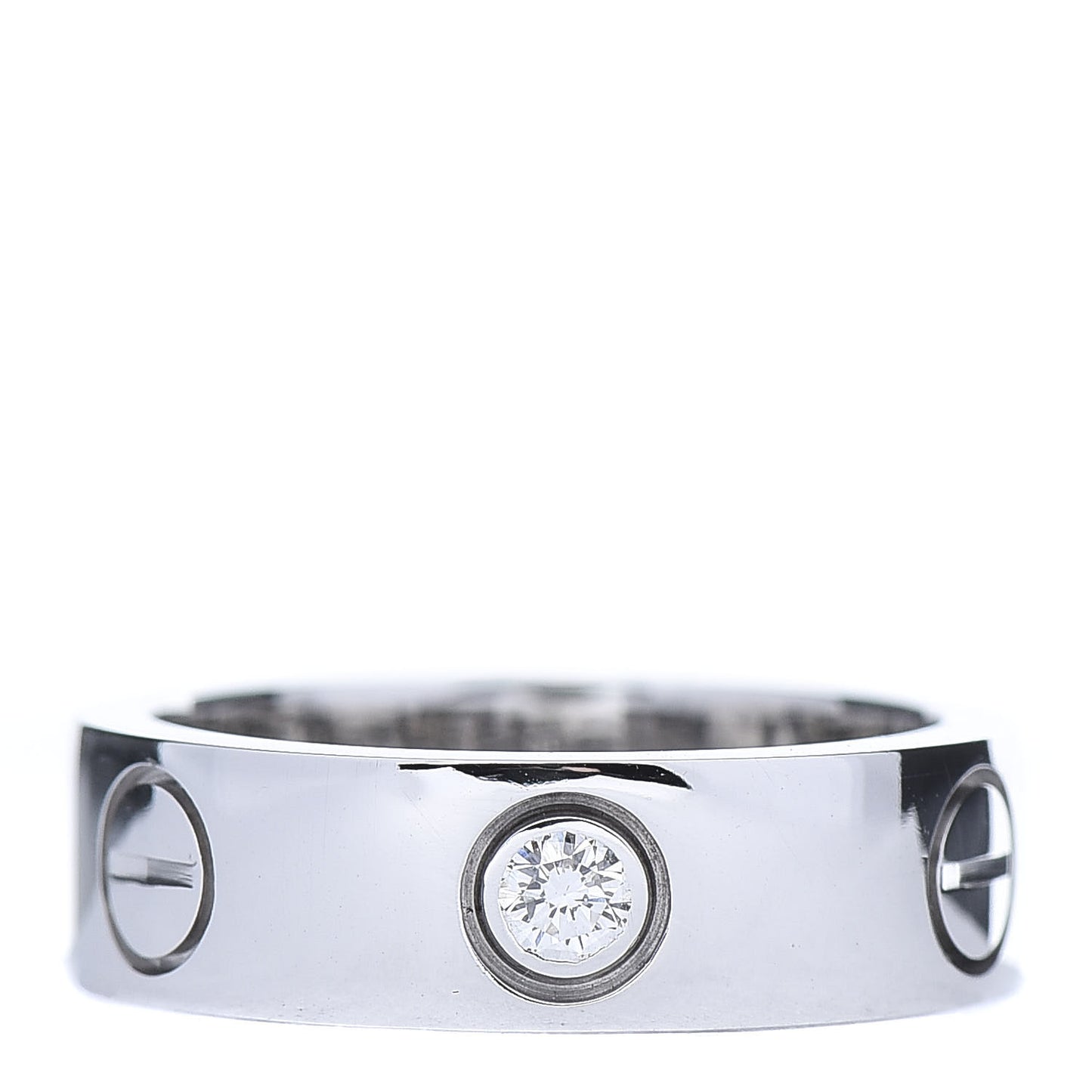 18K White Gold 3 Diamond 5.5mm LOVE Ring 48 4.5