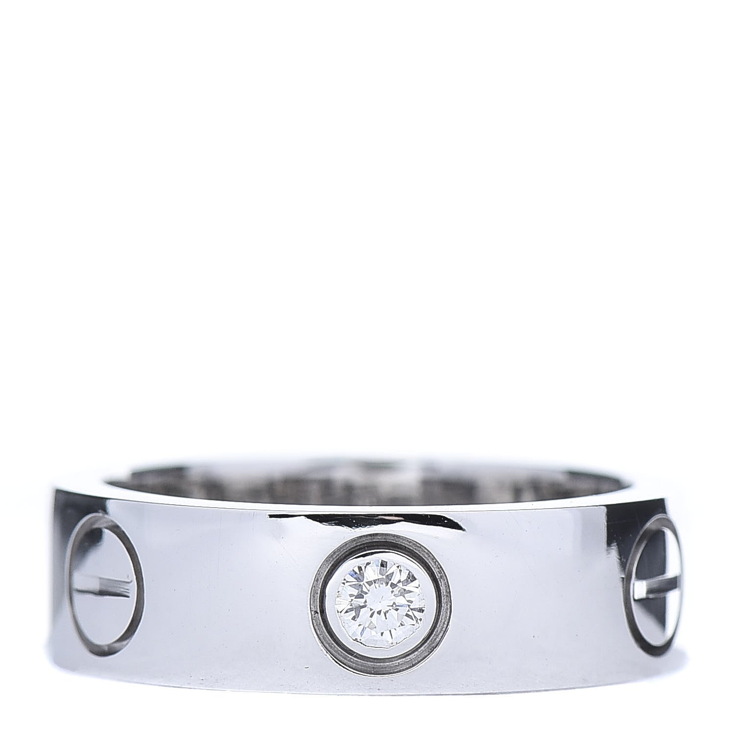 Cartier 18K White Gold 3 Diamond 5.5mm LOVE Ring 48 4.5 3 of 7
