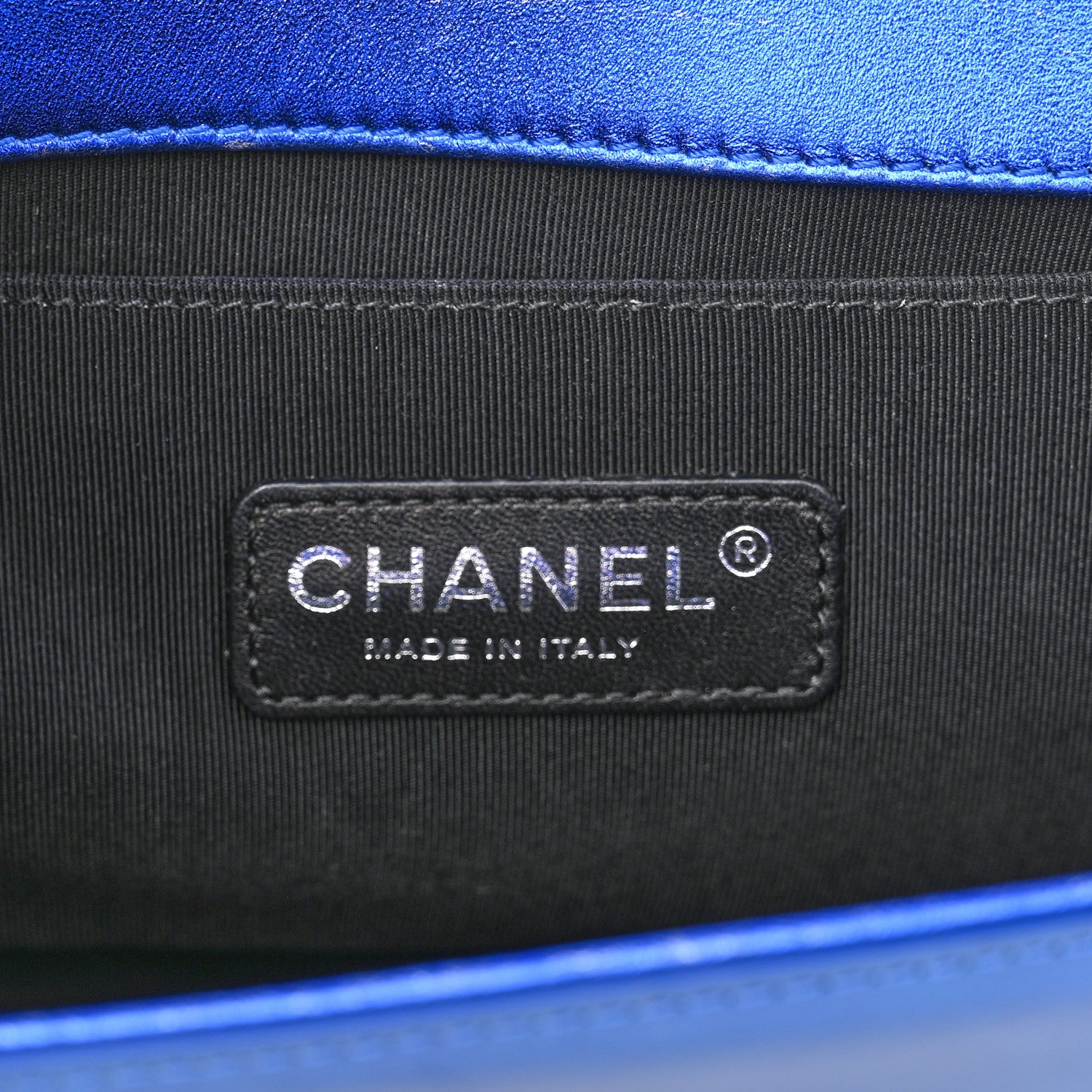 Chanel Metallic Patent Quilted Medium Boy Flap Blue 6 of 14
