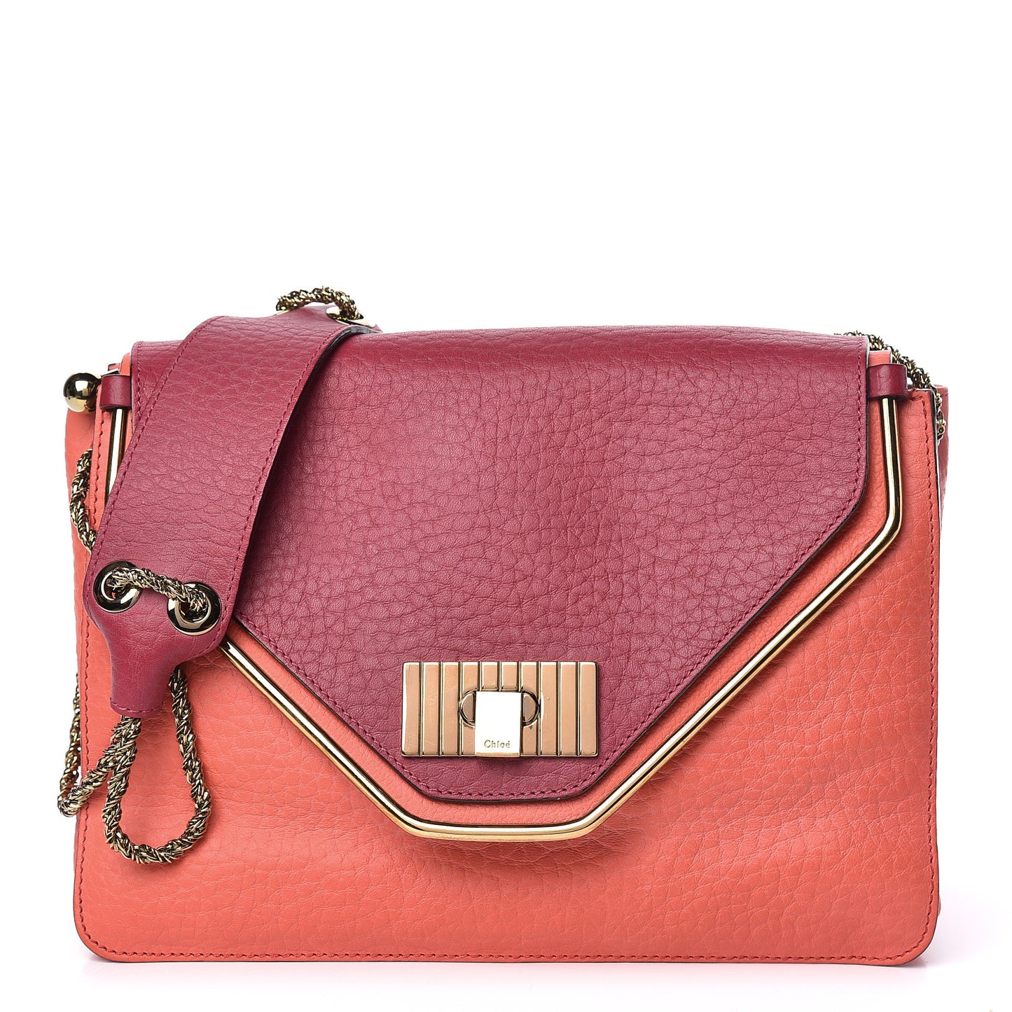 Grained Calfskin Medium Sally Flap Bag Cyclamen Lipstick