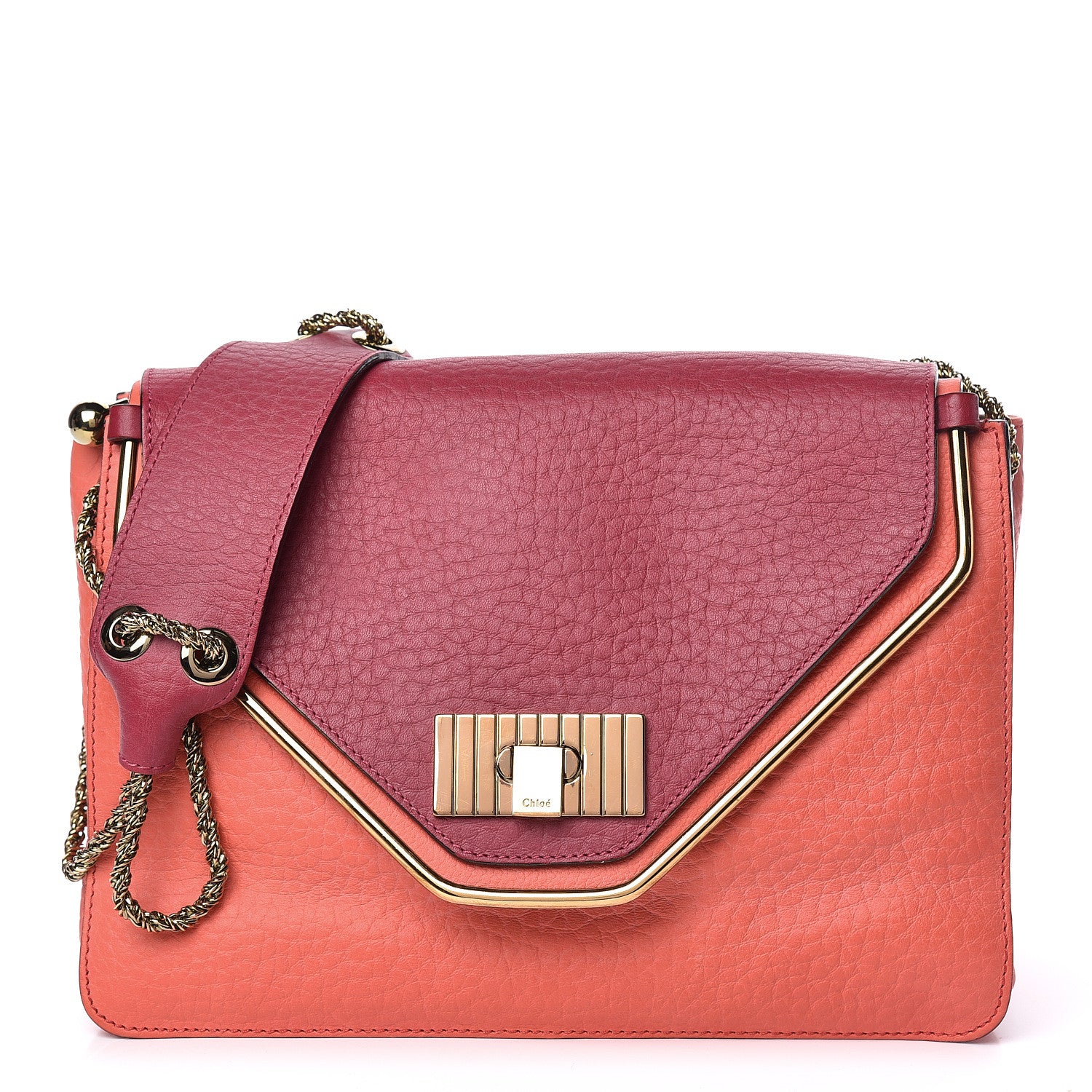 Chloe Grained Calfskin Medium Sally Flap Bag Cyclamen Lipstick 1 of 16