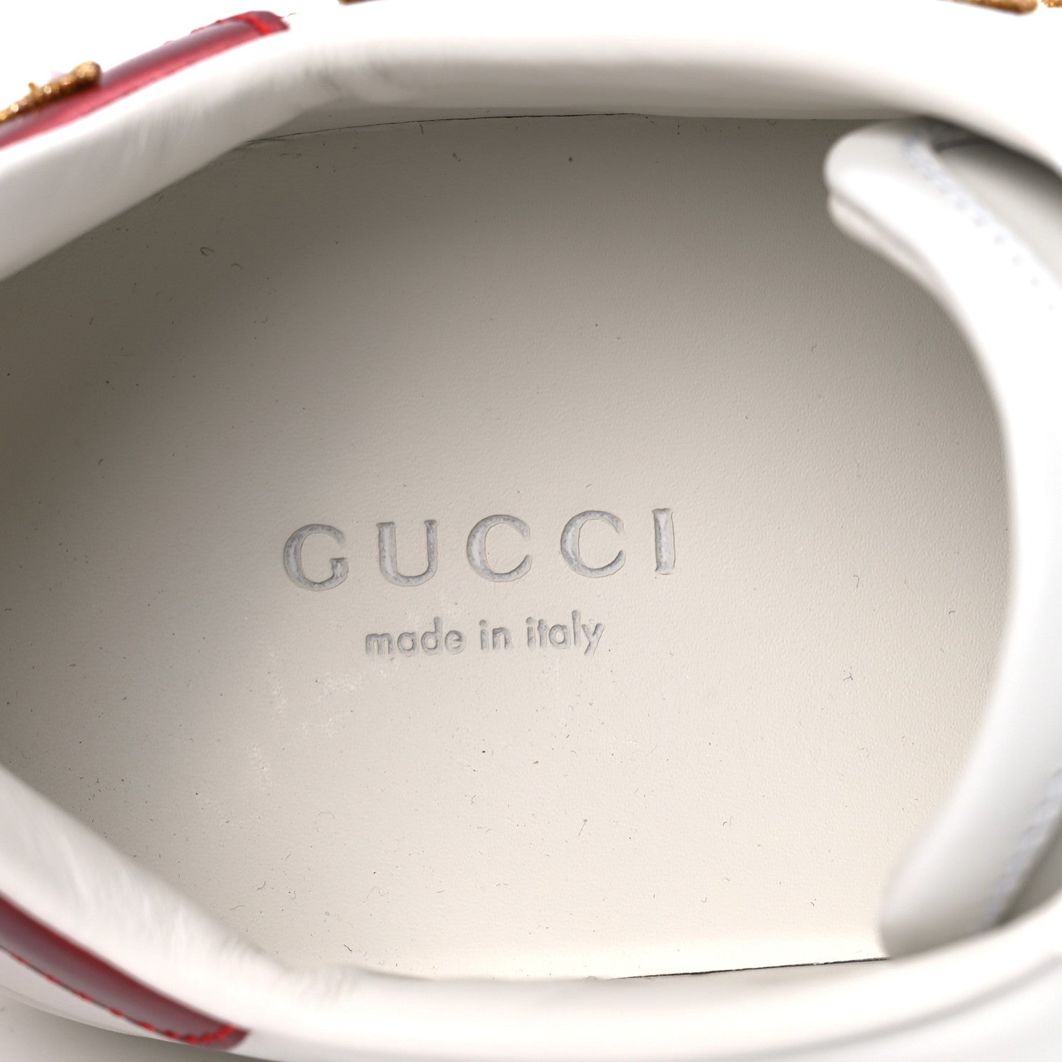 Gucci Calfskin Nappa Web LOVED Embroidered Womens Ace Sneakers 37 White Red Flame Notte 15 of 18