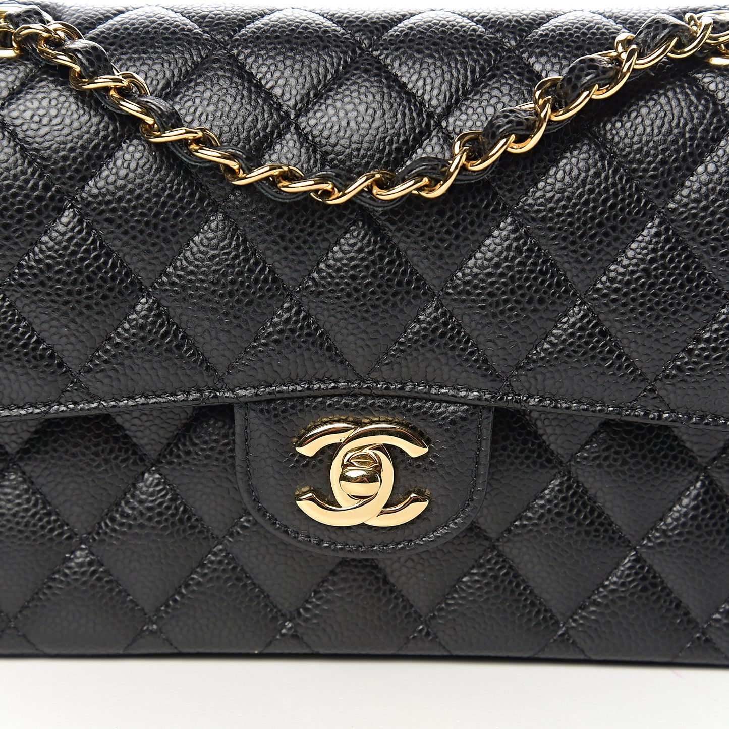 Caviar Quilted Small Double Flap Black