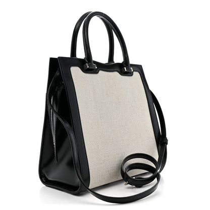 Saint Laurent Canvas Calfskin Small Uptown Tote Black 3 of 11