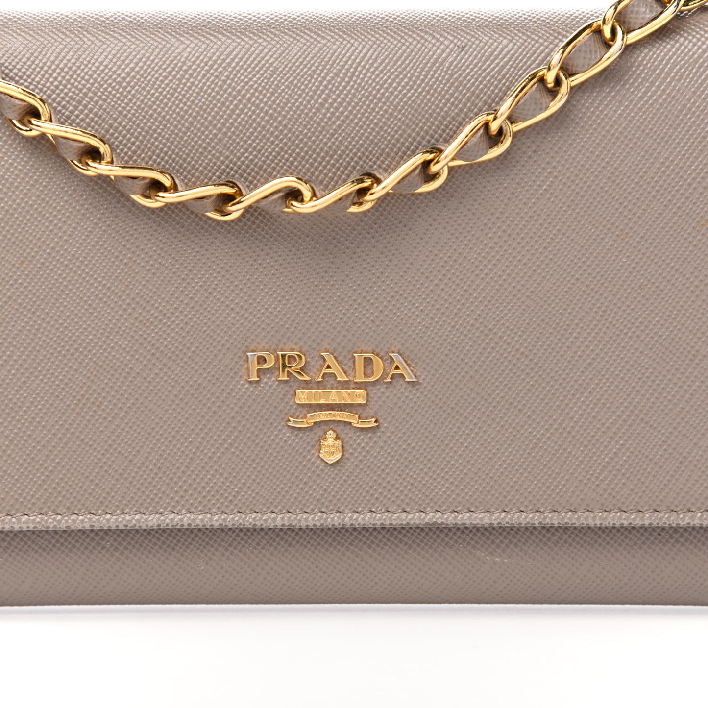 Saffiano Metal Oro Chain Wallet Argilla