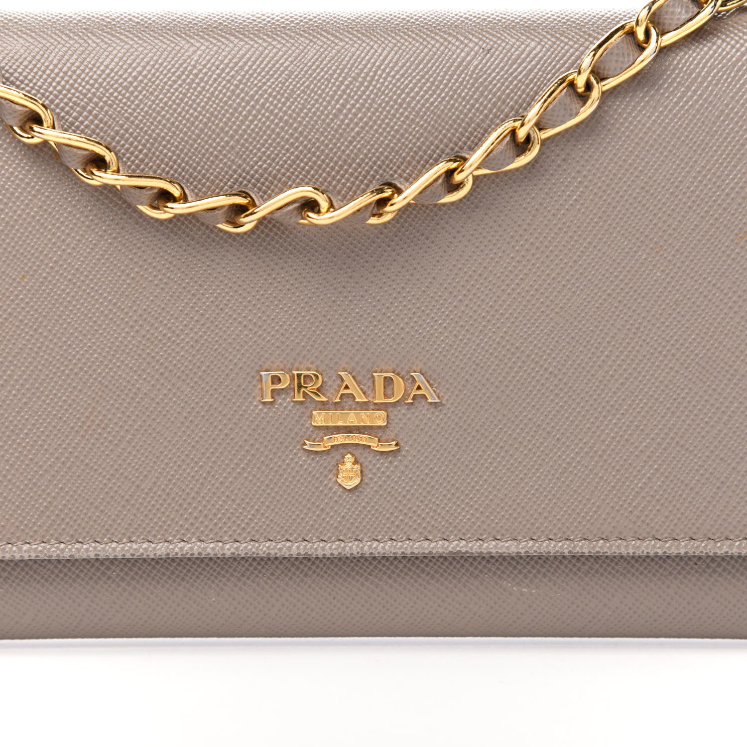 Prada Saffiano Metal Oro Chain Wallet Argilla 13 of 13