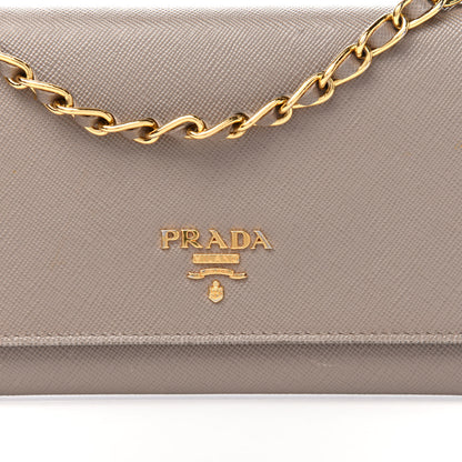 Prada Saffiano Metal Oro Chain Wallet Argilla 13 of 13