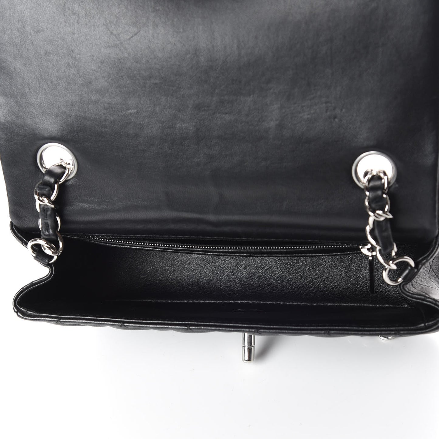 Lambskin Quilted Mini Rectangular Flap Black