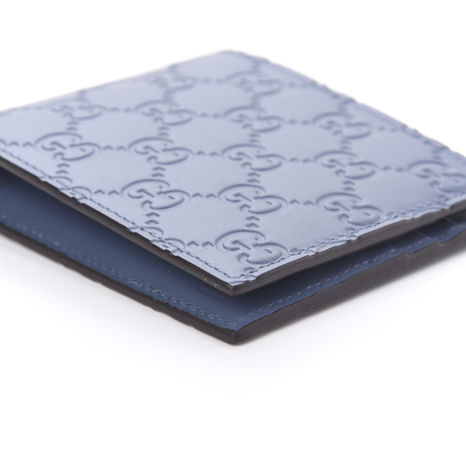 Gucci Guccissima Bi-Fold Wallet Blue 7 of 10