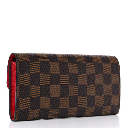 Louis Vuitton Damier Ebene Emilie Wallet Red 5 of 14