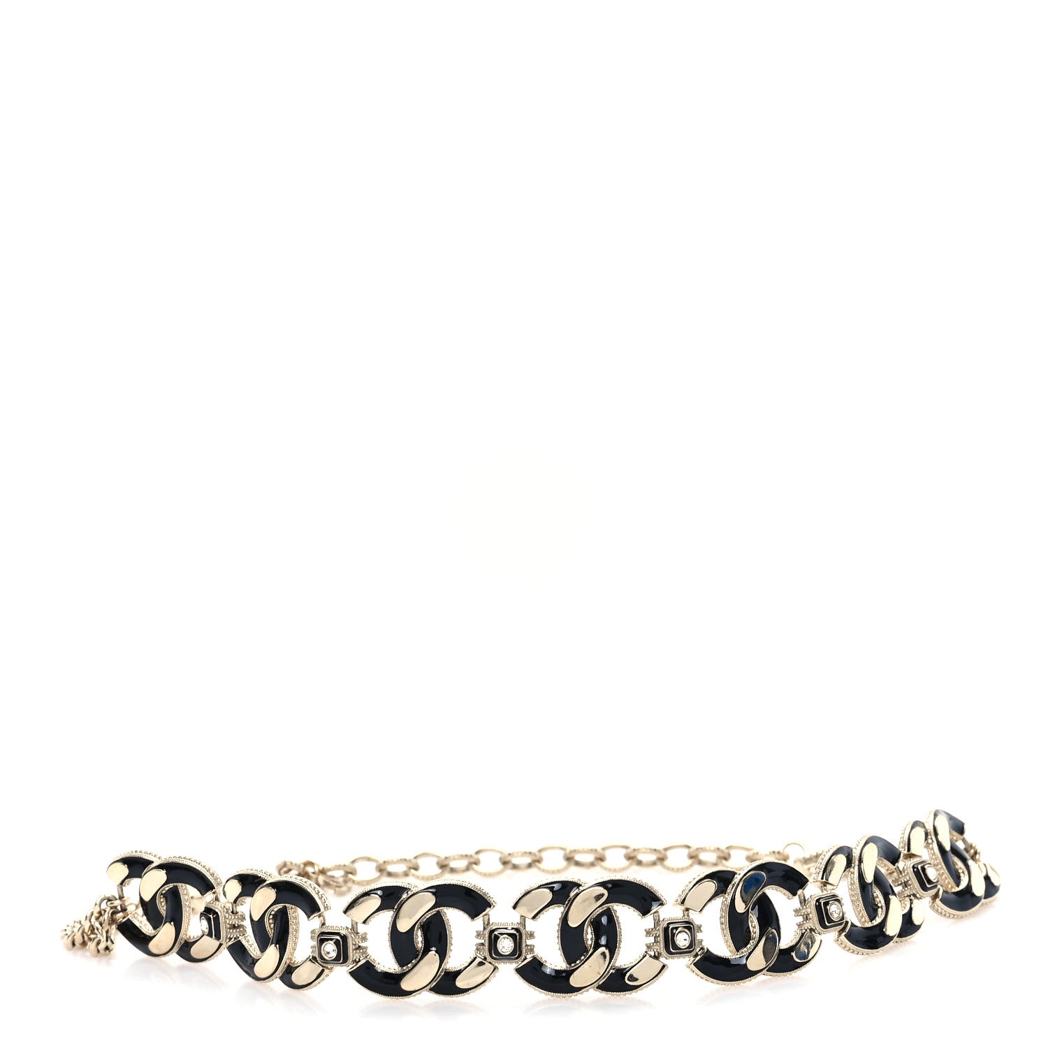 Chanel Enamel CC Chain Choker Necklace Gold Black 4 of 5