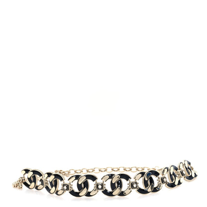 Chanel Enamel CC Chain Choker Necklace Gold Black 4 of 5